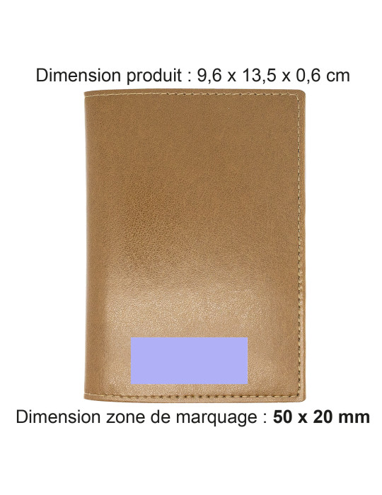 Porte-passeport et étui carte grise en similicuir marron