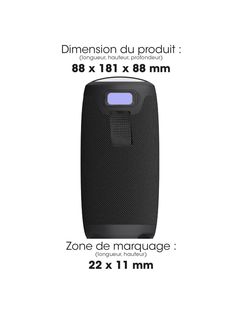Enceinte Bluetooth Nishin 10 W personnalisable – noire