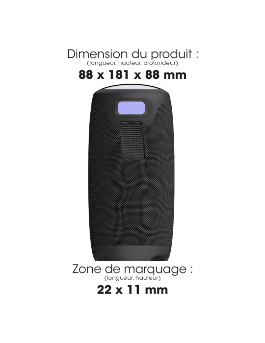 Enceinte Bluetooth Nishin 10 W personnalisable – noire