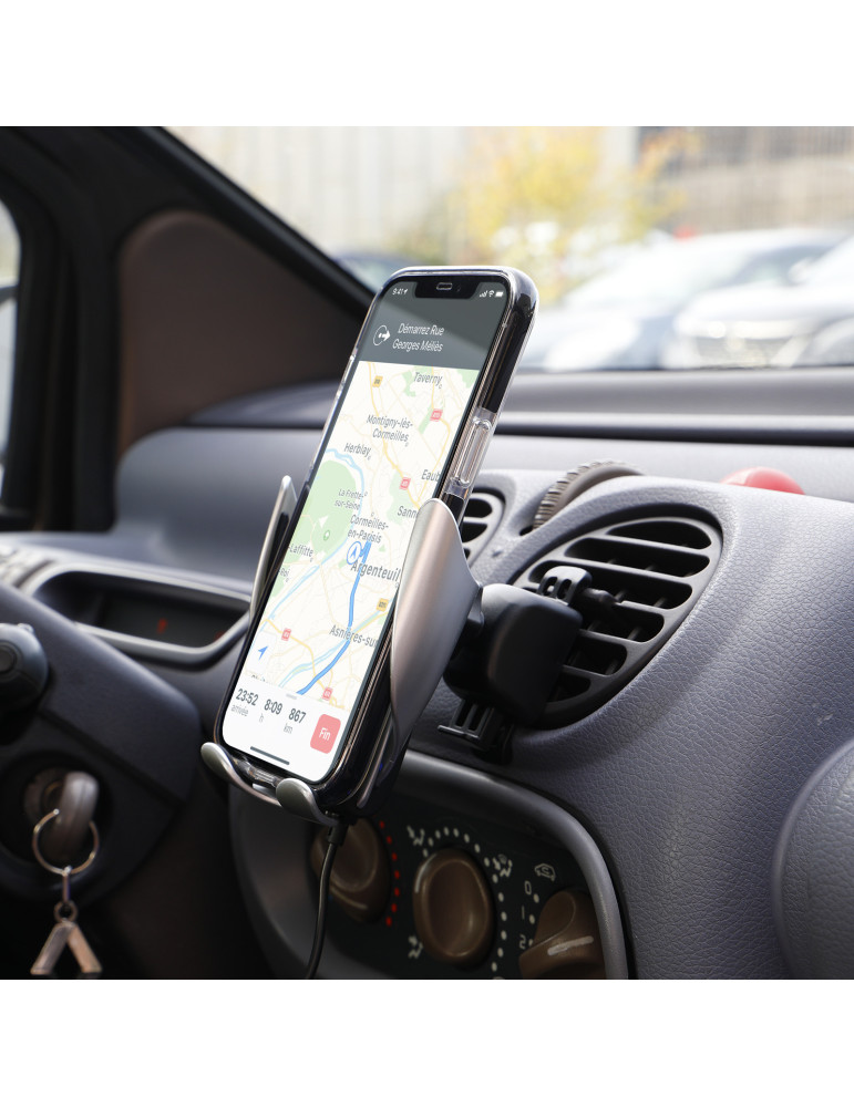 Support voiture automatique avec chargeur sans fil 15 W