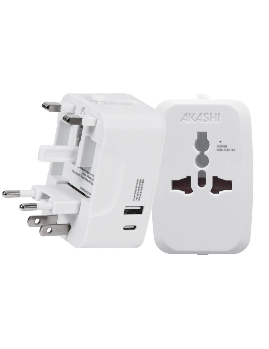 Adaptateur universel KOJIMA USB-C et USB-A pour voyager – blanc