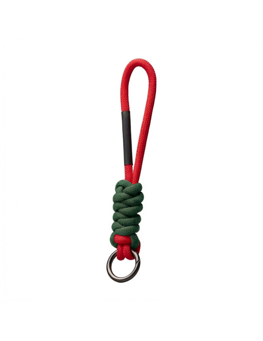 Porte-clés KNOT tressé en RPET personnalisé – rouge vert foncé