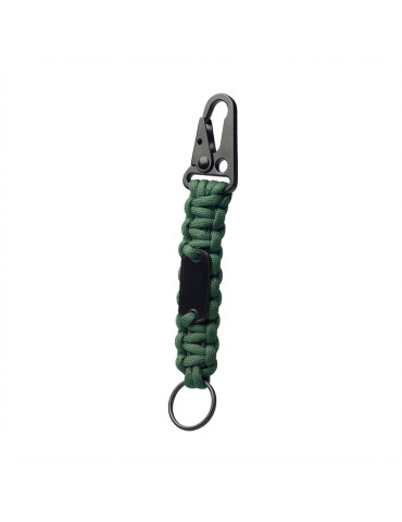 Porte-clés STRAND en RPET tressé avec crochet – vert foncé vert foncé