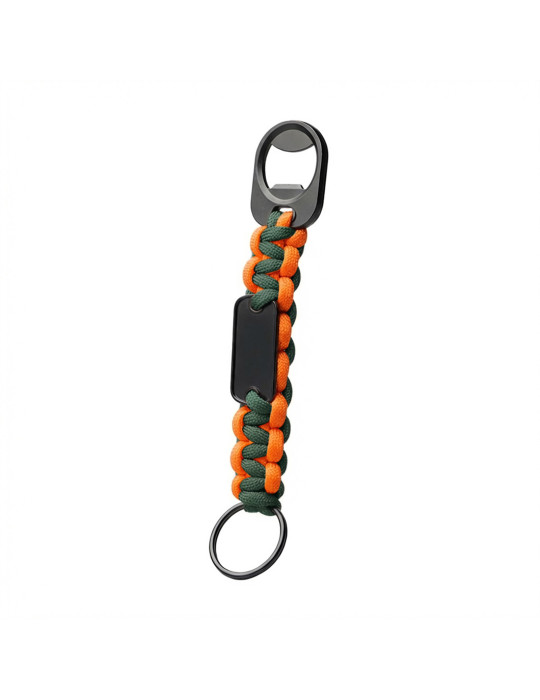 Porte-clés BRAID en RPET avec décapsuleur personnalisé – orange vert foncé