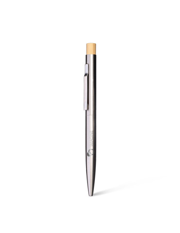 1950s - BND175 - Stylo à bille en acier inoxydable recyclé et bambou…