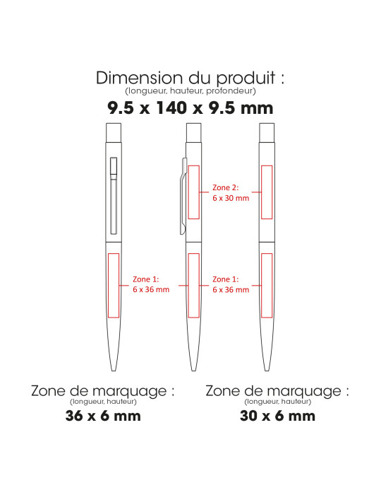 1950s - BND175 - Stylo à bille en acier inoxydable recyclé et bambou…