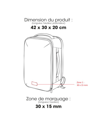 Sac à dos cabine BELLE ILE 30 L, format 42 × 30 × 20 cm 2