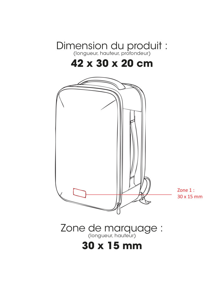 Sac à dos cabine BELLE ILE 30 L, format 42 × 30 × 20 cm