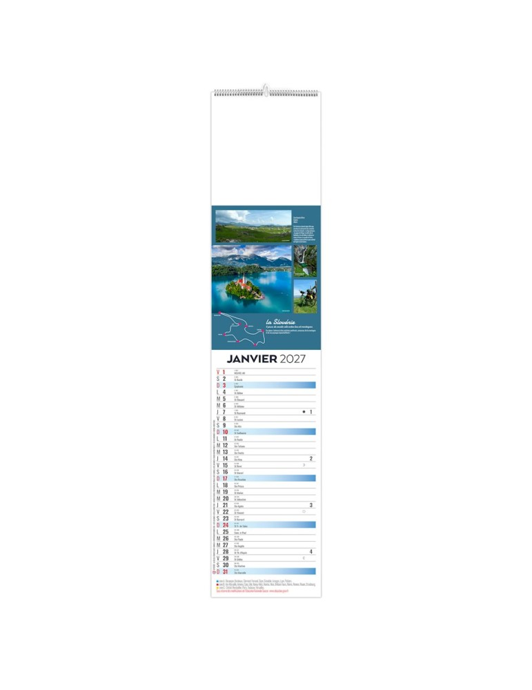 Calendrier languette illustré 2027 Voyage personnalisable