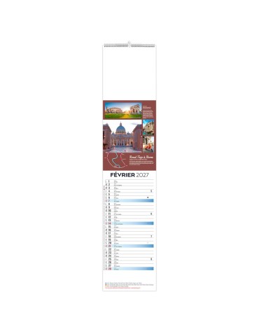 Calendrier languette illustré 2027 Voyage personnalisable 2