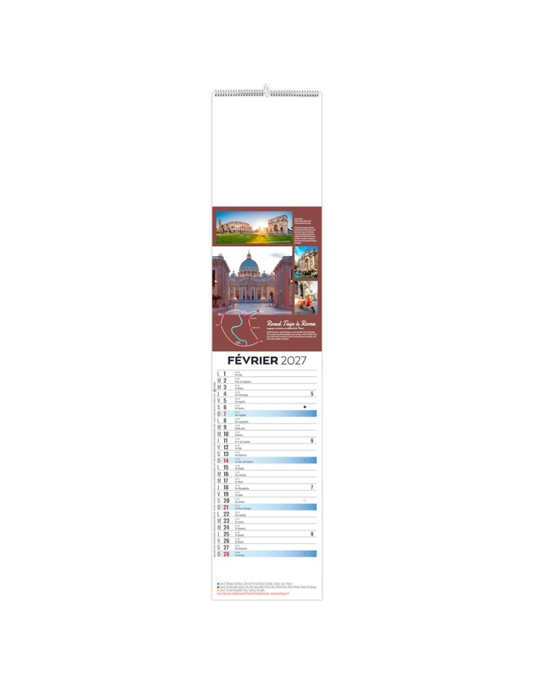 Calendrier languette illustré 2027 Voyage personnalisable