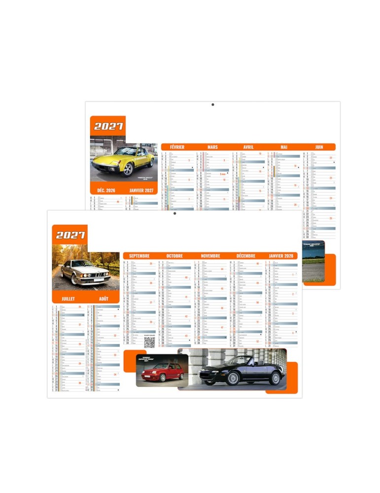 Calendrier bancaire 2027 personnalisable Bolides