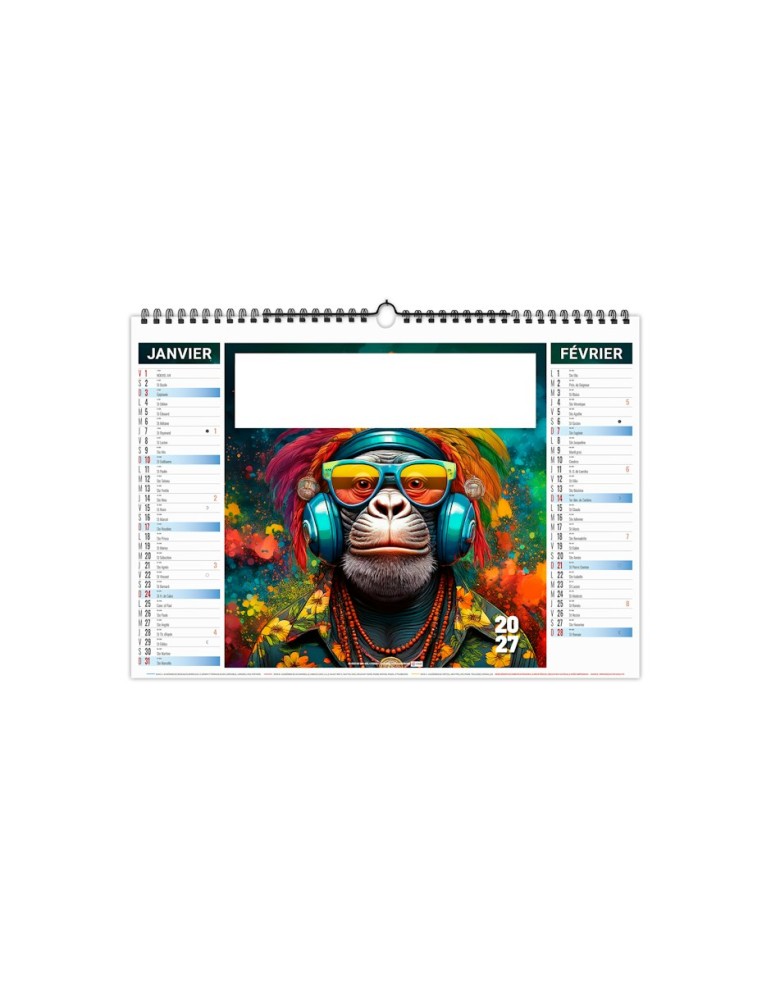 Calendrier illustré 2027 Fresque à personnaliser