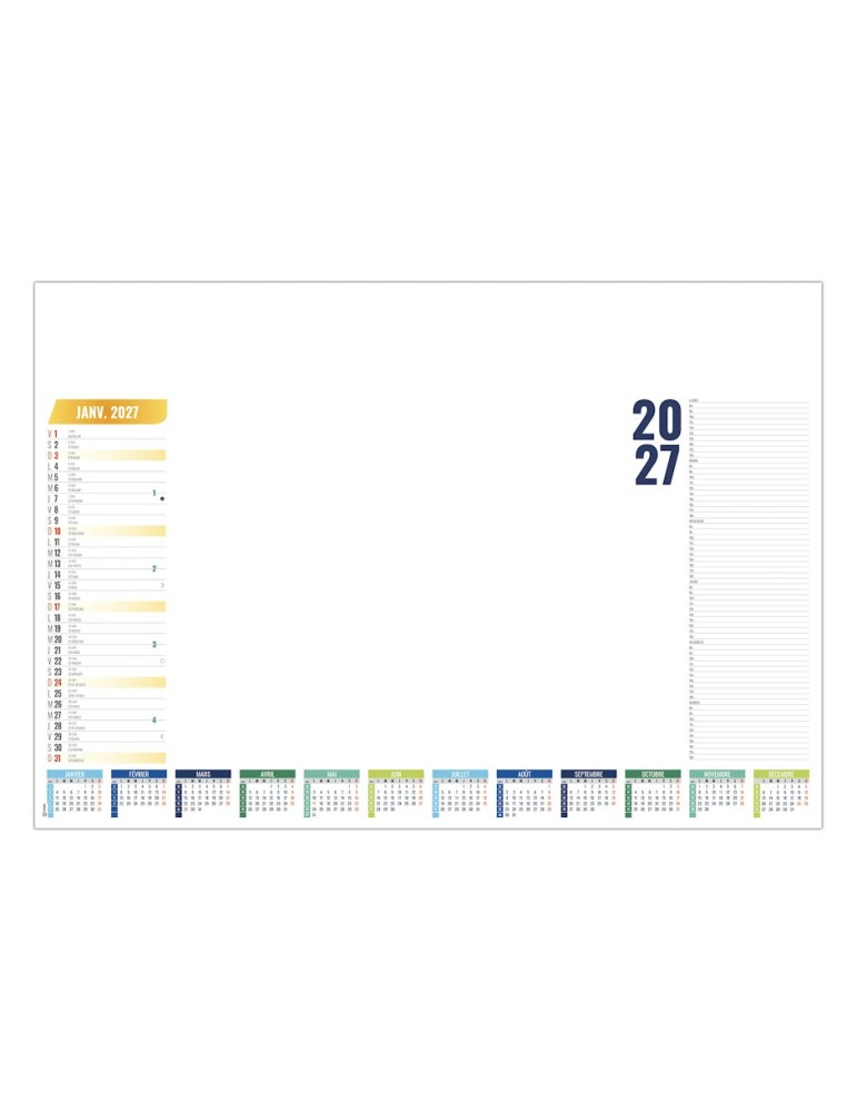 Sous-main calendrier Sténo variable à personnaliser