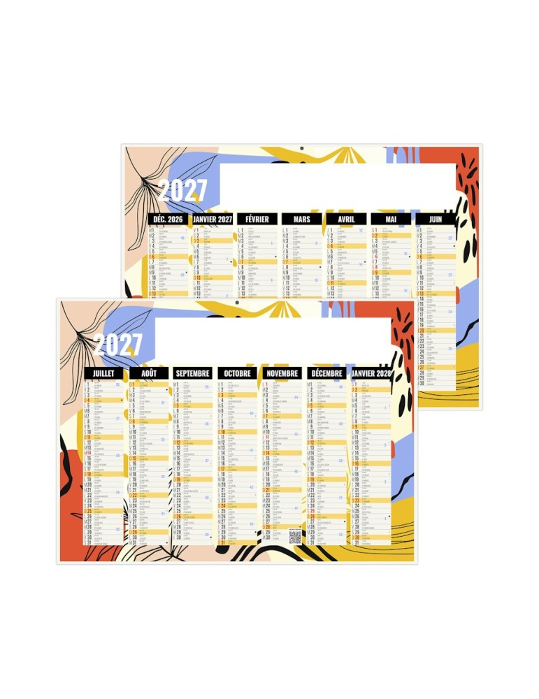 Calendrier bancaire 2027 personnalisable Naturel