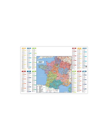 Sous-main calendrier plastifié 2027 personnalisable Régions