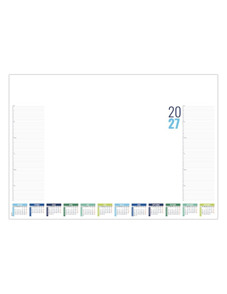 Sous-main calendrier 2027 personnalisable Sténo
