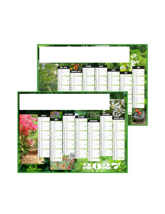 Calendrier bancaire 2027 Jardins personnalisable