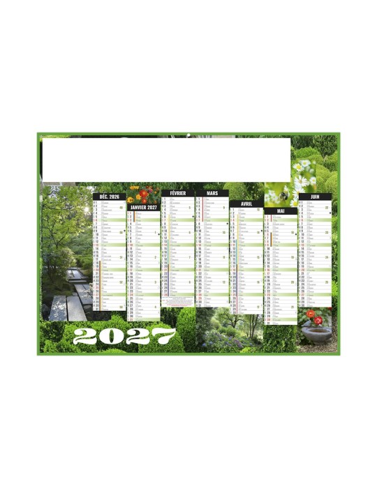 Calendrier bancaire 2027 Jardins personnalisable
