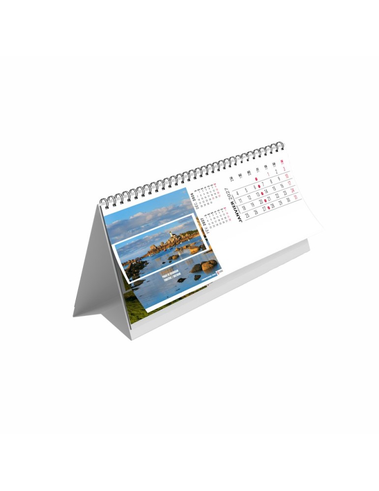 Calendrier chevalet de bureau 2027 Ample personnalisé