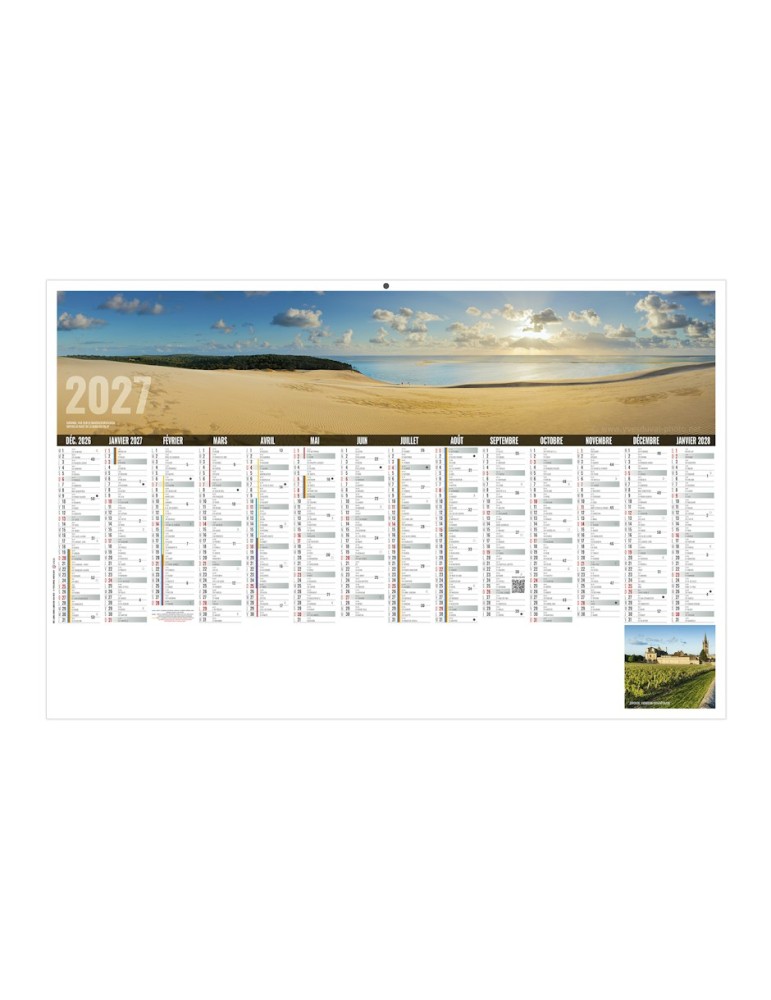 Calendrier bancaire 2027 personnalisé Libre Choix Aquitain