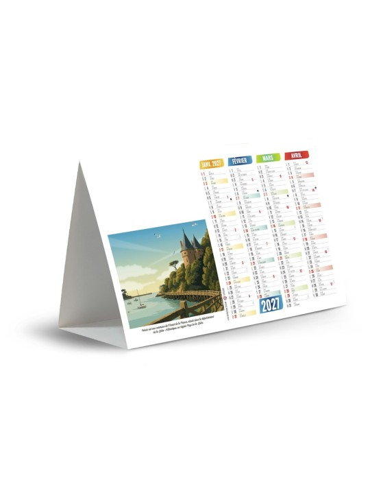 Calendrier chevalet Vacances 2027 à personnaliser