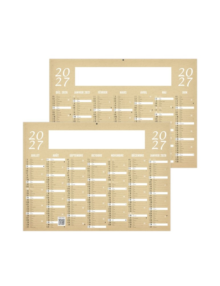 Calendrier bancaire 2027 KRAFT à personnaliser