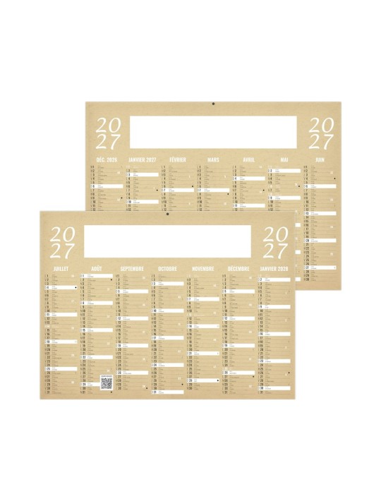 Calendrier bancaire 2027 KRAFT à personnaliser