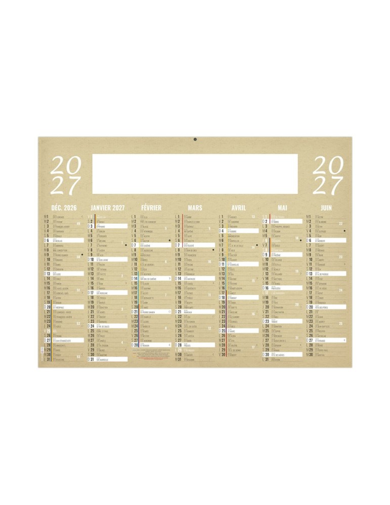 Calendrier bancaire 2027 KRAFT à personnaliser