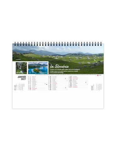 Calendrier chevalet de bureau 2027 SENTIERS personnalisé 2