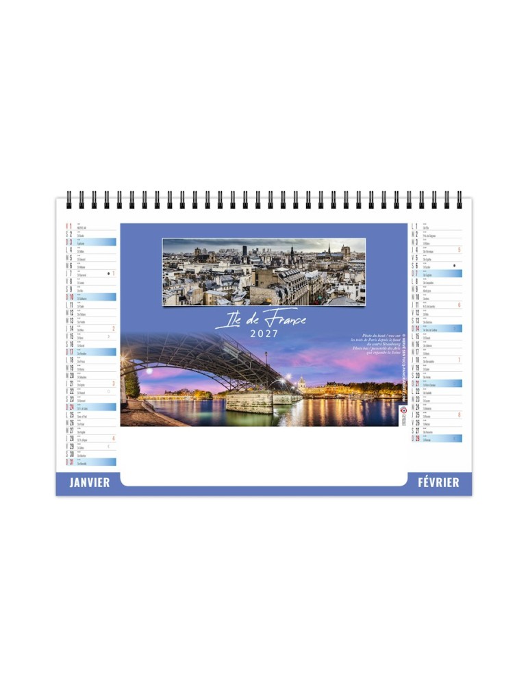 Calendrier chevalet de bureau 2027 PAYSAGES FRANÇAIS