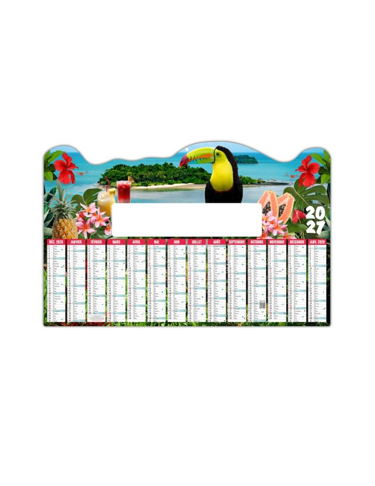 Calendrier bancaire 2027 TROPICAL personnalisable