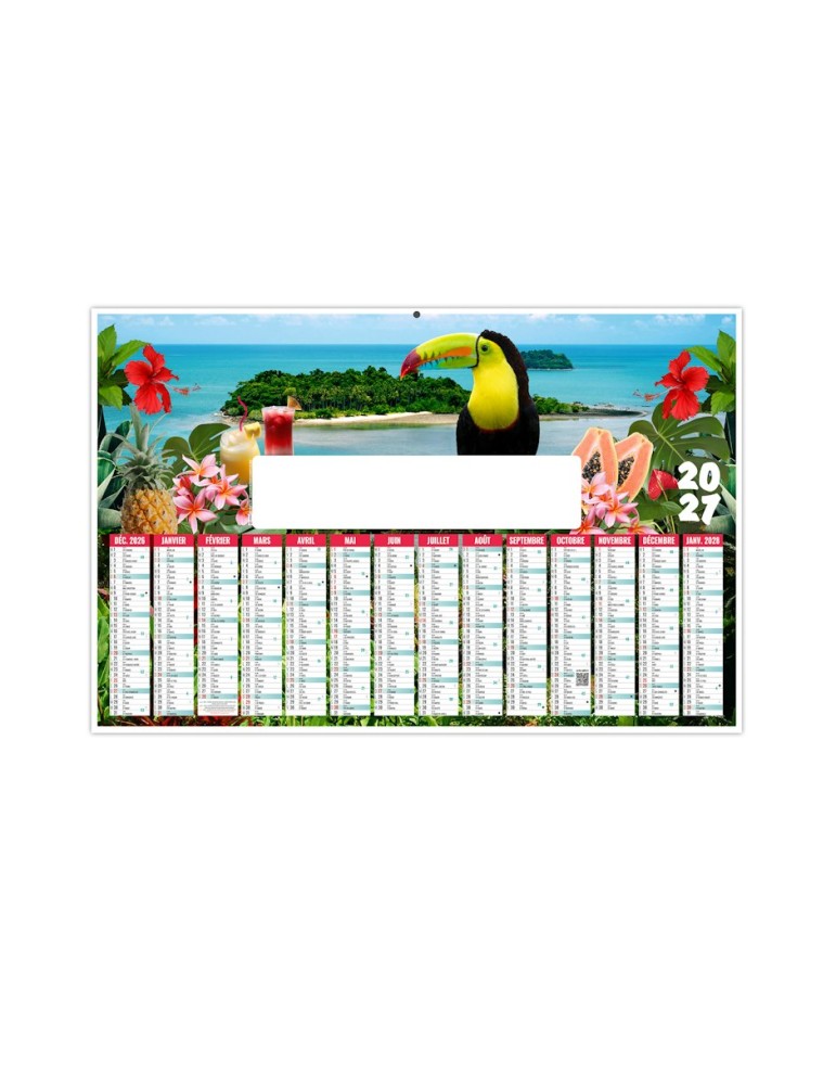 Calendrier bancaire 2027 TROPICAL personnalisable