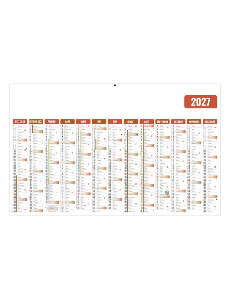 Calendrier bancaire 2027 ECOMAX personnalisable