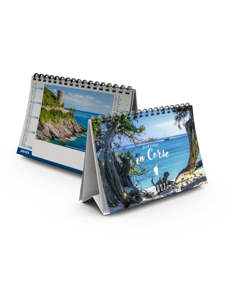 Calendrier chevalet Bienvenue en Corse 2027 personnalisé