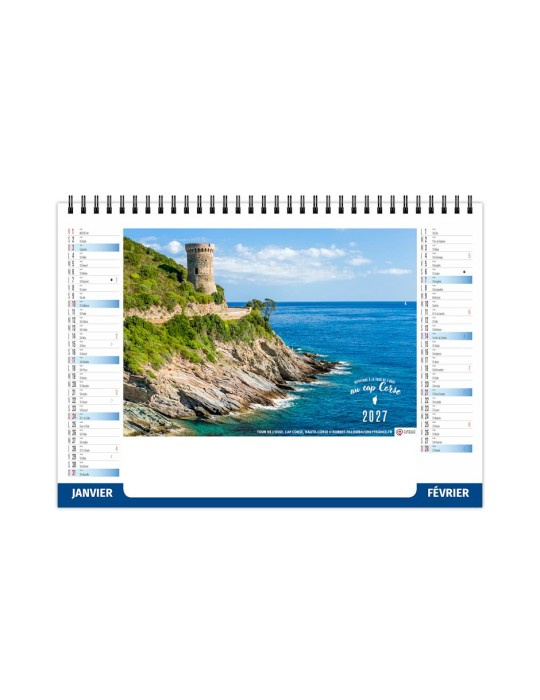 Calendrier chevalet Bienvenue en Corse 2027 personnalisé