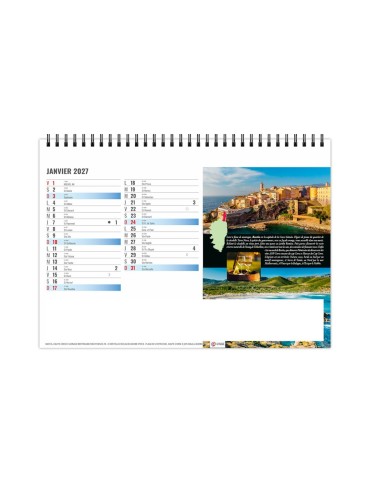 Calendrier chevalet de bureau 2027 Méditerranéenne personnalisé 2