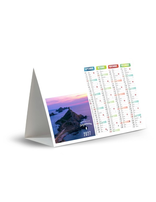 Calendrier chevalet de comptoir 2027 Ajaccio personnalisable