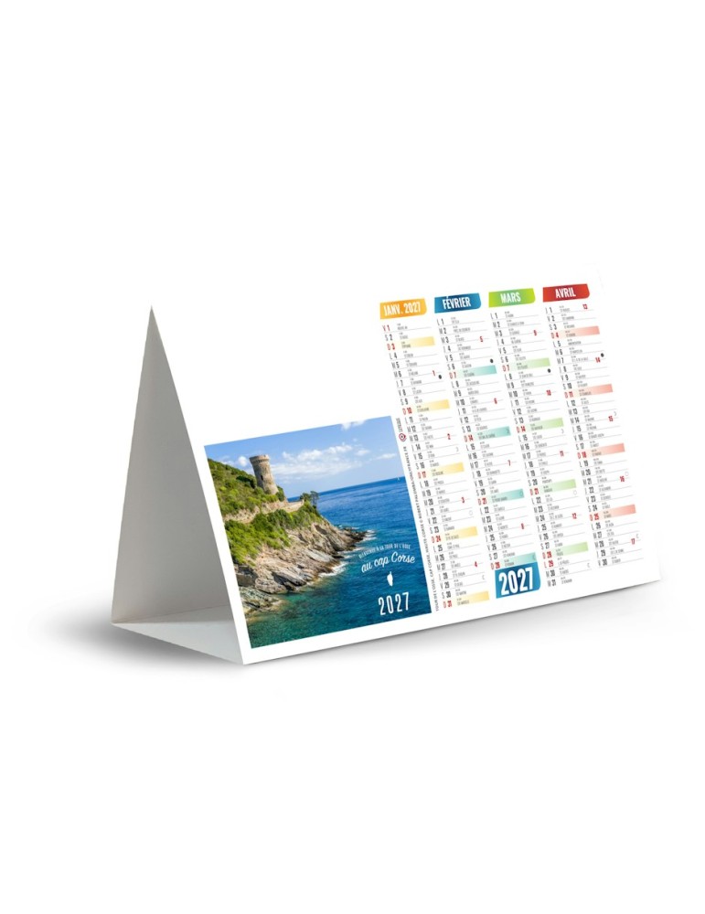 Calendrier chevalet de comptoir 2027 Ajaccio personnalisable