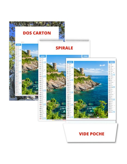 Calendrier illustré 2027 Léa personnalisable, vues de la Corse