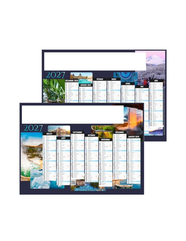 Calendrier bancaire 2027 Nature personnalisé, photos thermales
