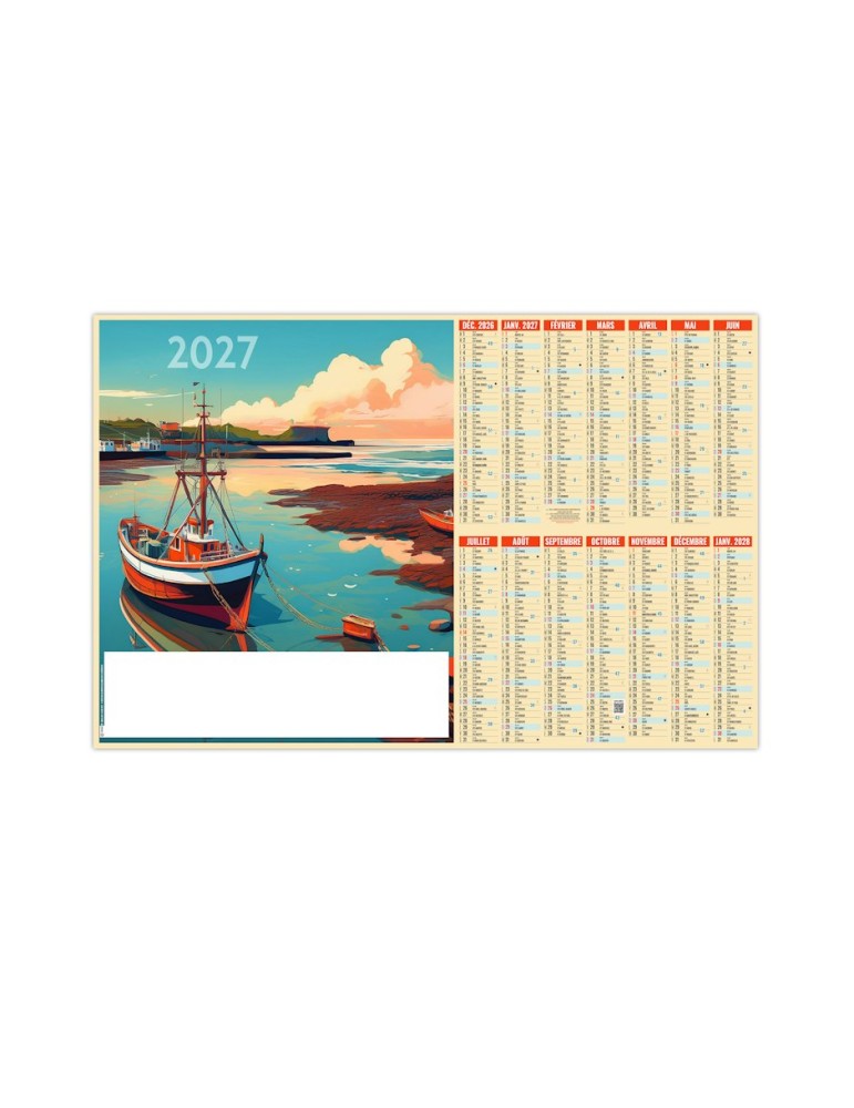 Calendrier bancaire 2027 personnalisable Mouillage