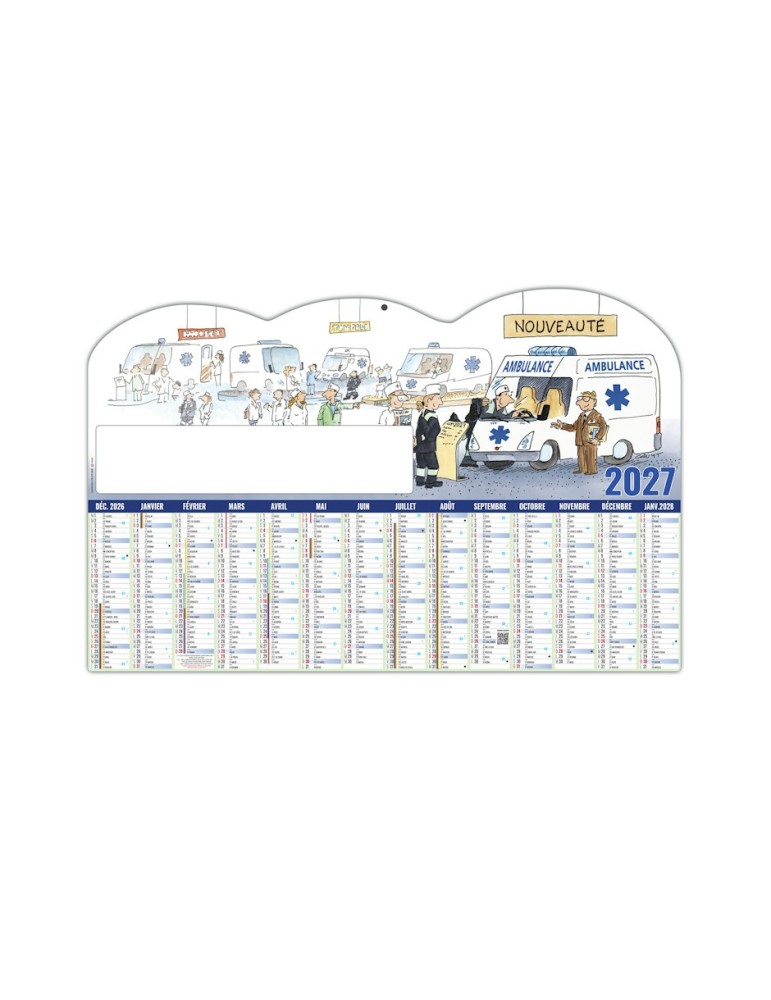 Calendrier bancaire 2027 personnalisable L'Ambulancier