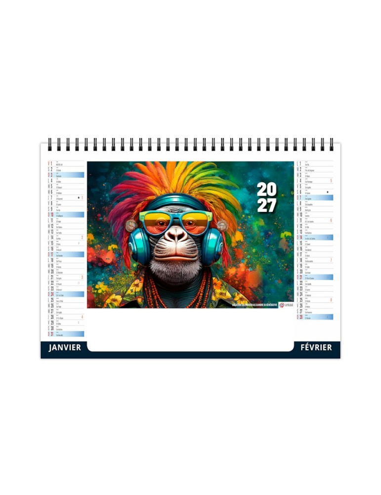 Calendrier chevalet de bureau 2027 Portraits personnalisable