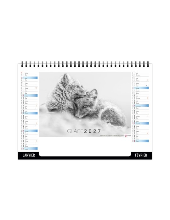 Calendrier chevalet de bureau 2027 Glace personnalisable