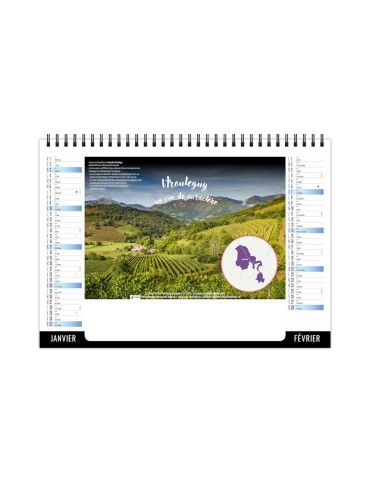 Calendrier chevalet de bureau 2027 Vendanges personnalisable 2