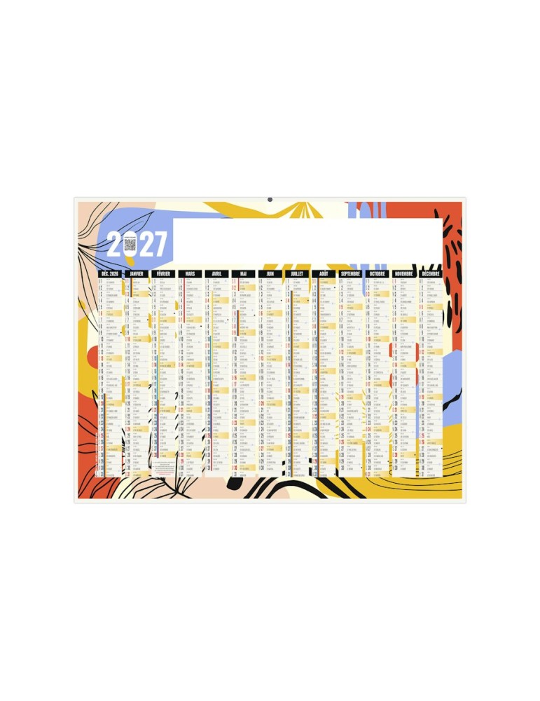 Calendrier bancaire 2027 personnalisable Flora illustré