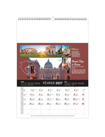 Calendrier mural illustré 2027 personnalisable Illustre Monde 2