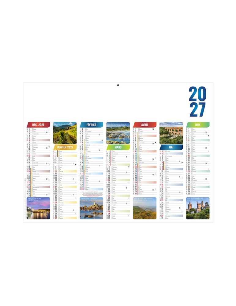 Calendrier bancaire scolaire 2027 ÉMILIEN personnalisable