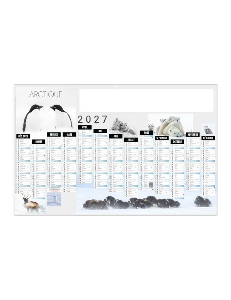 Calendrier bancaire Arctique 2027 à personnaliser